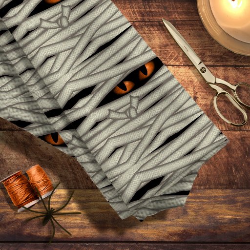 Mummy Eyes Halloween Orange ID685 Fabric