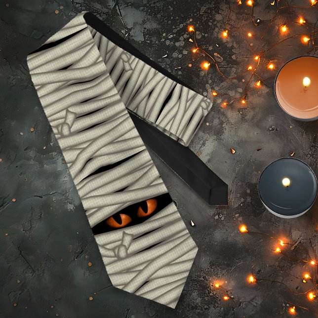 Mummy Eyes Halloween Orange ID685 Neck Tie (Creator Uploaded)