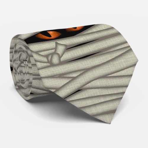 Mummy Eyes Halloween Orange ID685 Neck Tie