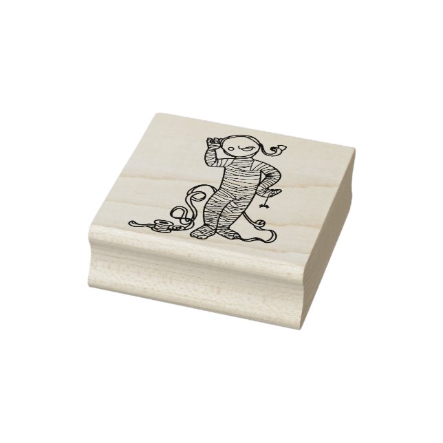 Mummy girl with spider illustration art stamp (Stamp)