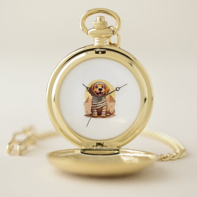 Mummy Golden Retriever Pocket Watch (Inside)