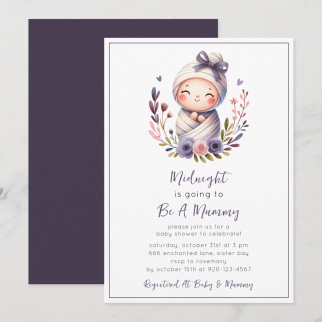 Mummy Halloween Baby Shower Invitation (Front/Back)