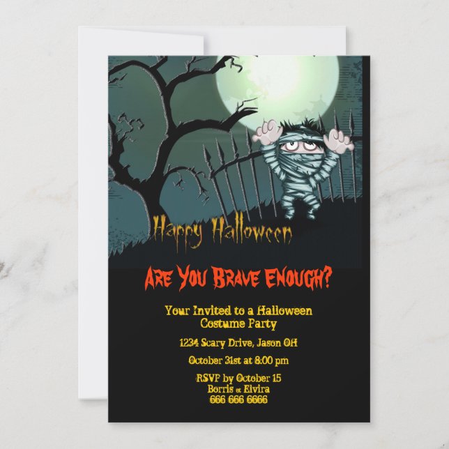 Mummy Halloween Costume Party Invitation (Front)