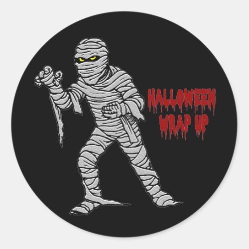 Mummy Halloween Wrap Up Classic Round Sticker