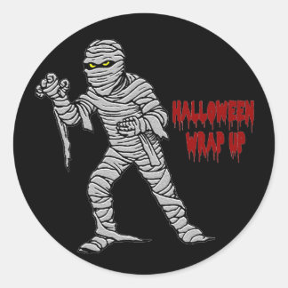 Mummy Halloween Wrap Up Classic Round Sticker