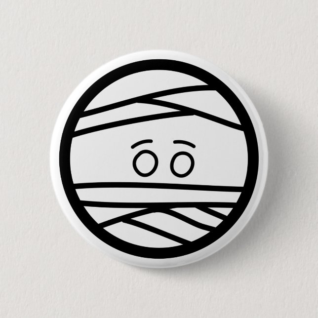 mummy head pinback button (Front)