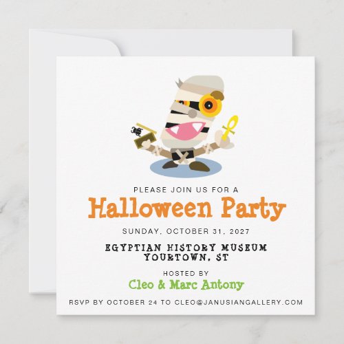 Mummy in Bandages Halloween Party Invitation