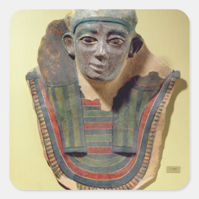 Mummy mask, from Mirgissa (stuccoed and painted pl Square Sticker (Front)
