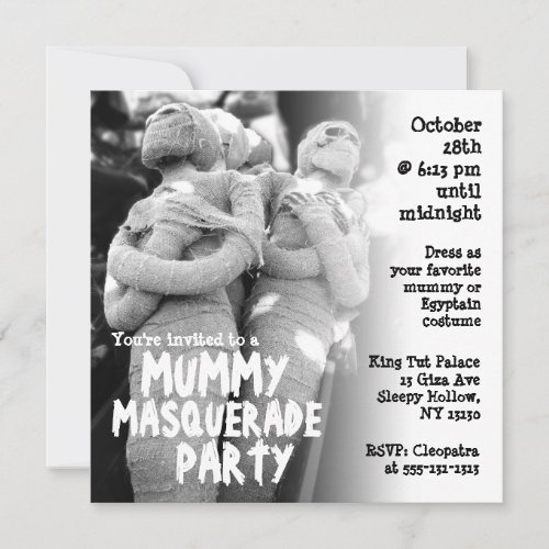 Mummy Masquerade Halloween Party Invitation