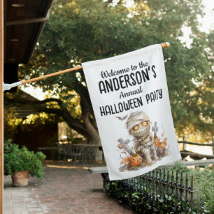 Mummy Mischief – A Festive Halloween Welcome House Flag