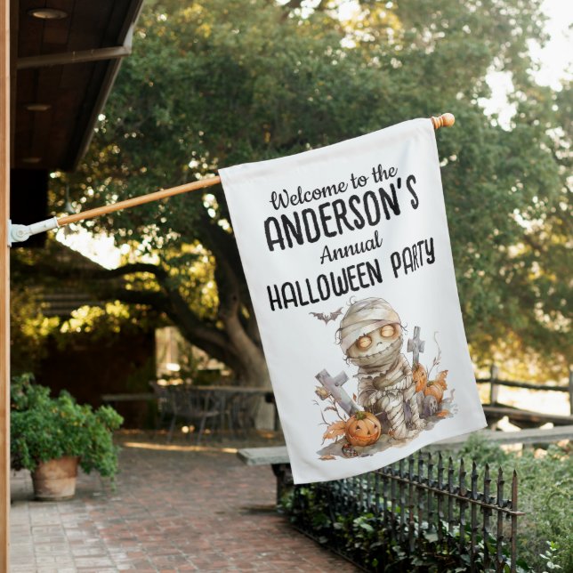 Mummy Mischief – A Festive Halloween Welcome House Flag (In SItu)