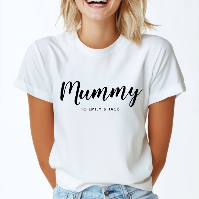Mummy | Modern Mum Kids Names Mother's Day T-Shirt (Creator Uploaded)