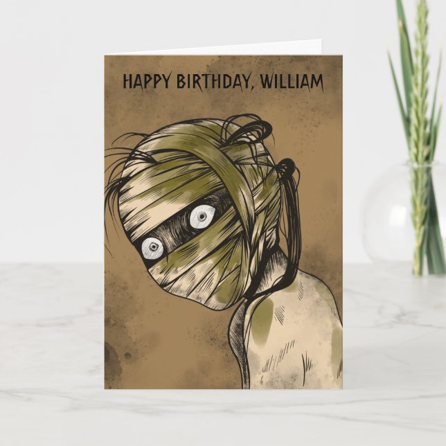 Mummy Monster Custom Zombie Birthday Card (Front)