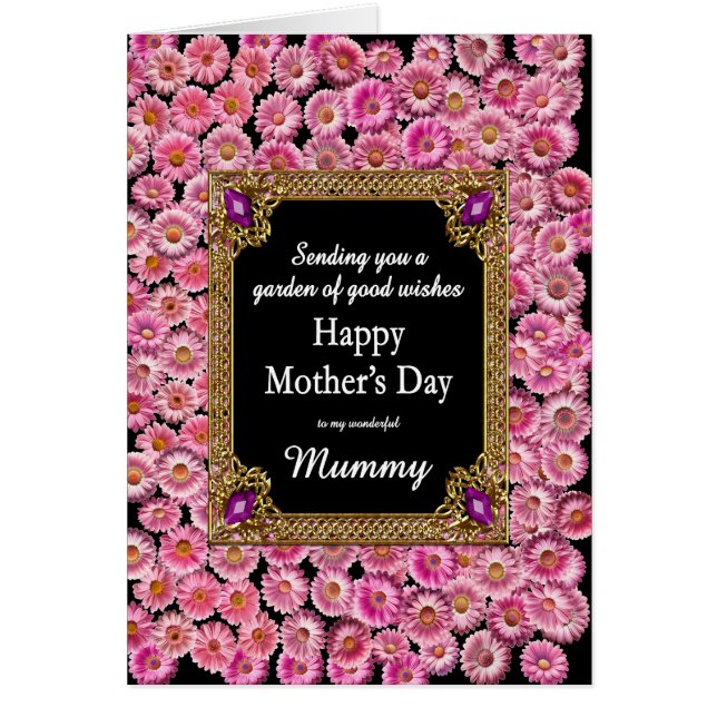 Mummy Mother's Day Pink Daisies Cards (Front)