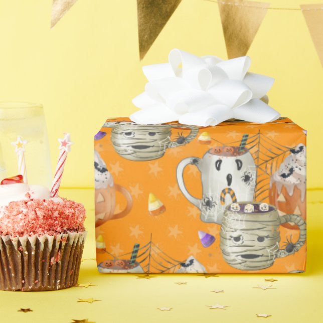 Mummy Mug Halloween Wrapping Paper (Birthday Party)