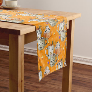 Mummy Mugs Halloween Short Table Runner