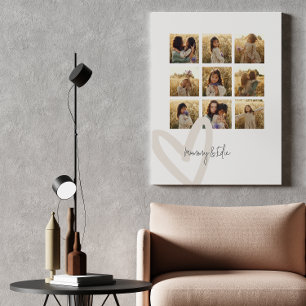 Mummy multi photo cream heart elegant stylish canvas print