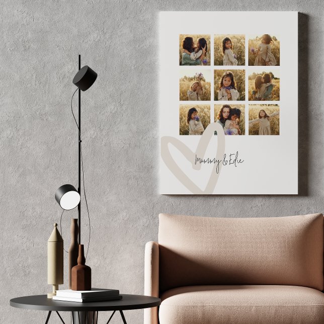 Mummy multi photo cream heart elegant stylish canvas print (Creator Uploaded)