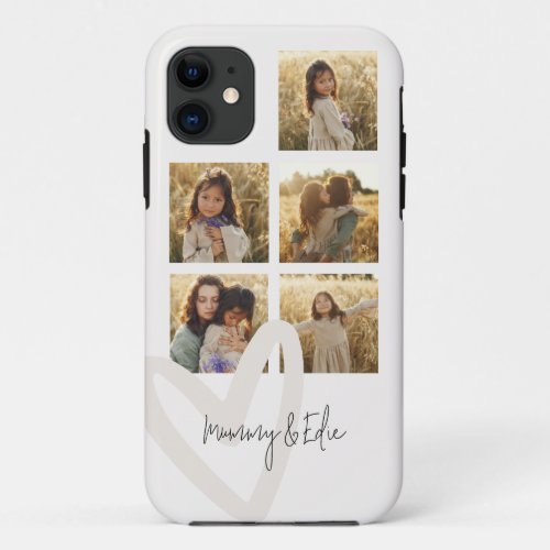 Mummy multi photo cream heart elegant stylish iPhone 11 case