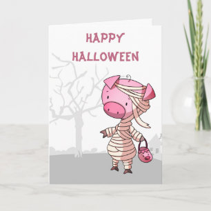 Mummy Pig Trick or Treating Funny Halloween Card