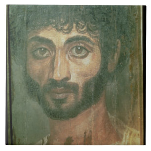 Mummy Portrait of a Man, from Fayum, Romano-Egypti Tile