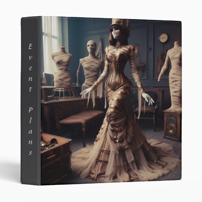 Mummy Queen Steampunk Victorian Gothic 3 Ring Binder (Front/Spine)