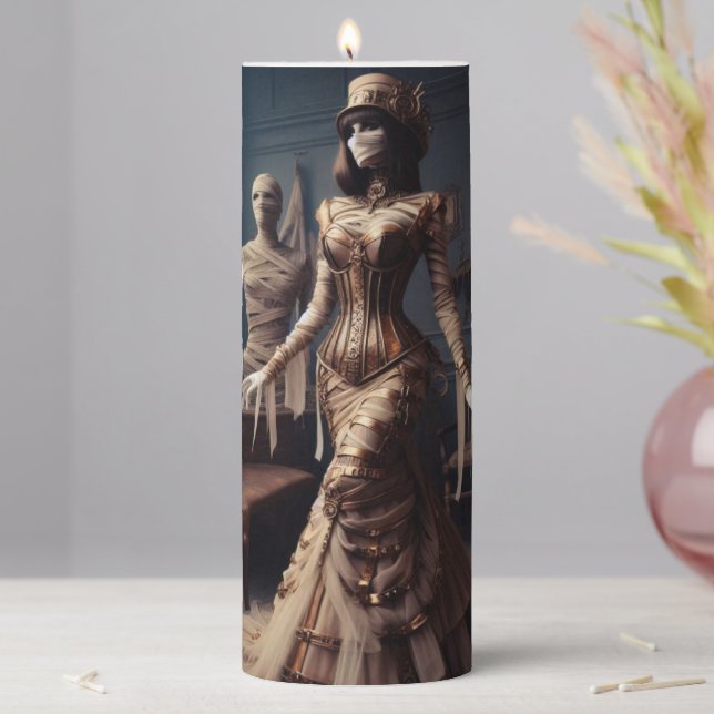 Mummy Queen Steampunk Vintage Victorian  Pillar Candle (In Situ)
