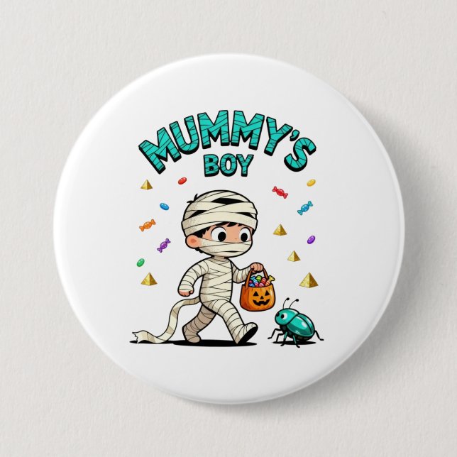 🎃 Mummy’s Boy Halloween Fun Button (Front)