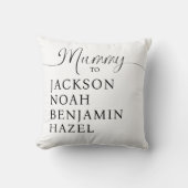 Mummy Script Personalized Kids Names Mother's Day Throw Pillow (Front)