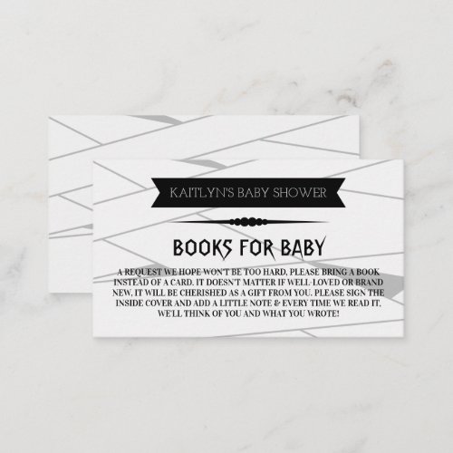 Mummy To Be  Halloween Baby Shower Book Enclosure Card