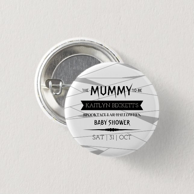 Mummy To Be | Halloween Baby Shower Button (Front & Back)