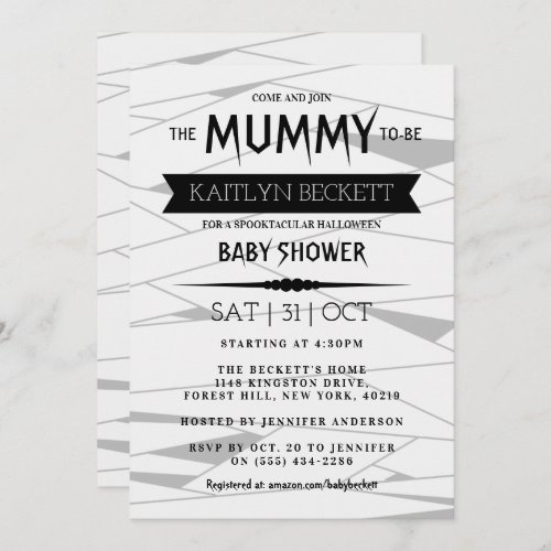 Mummy To Be  Halloween Baby Shower Invitation