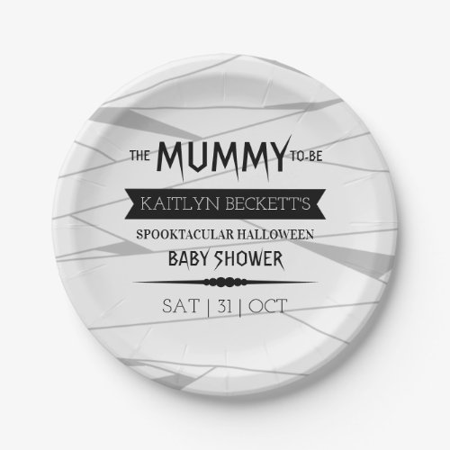 Mummy To Be  Halloween Baby Shower Paper Plates
