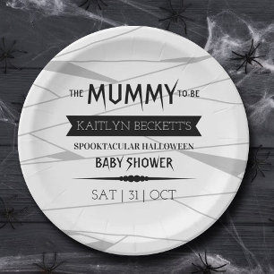 Mummy To Be Halloween Baby Shower Paper Plates