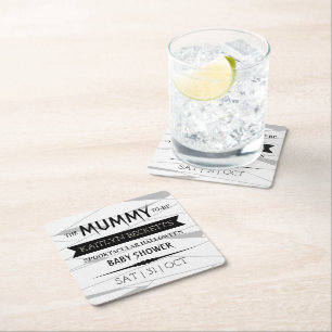 Mummy To Be Halloween Baby Shower Square Paper Coaster