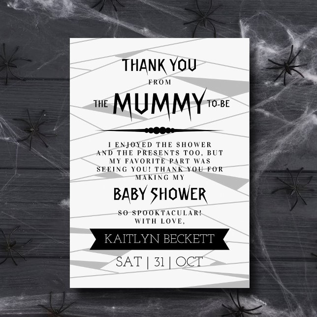 Mummy To Be | Halloween Baby Shower Thank You Card (Creator Uploaded)