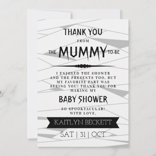 Mummy To Be  Halloween Baby Shower Thank You Card