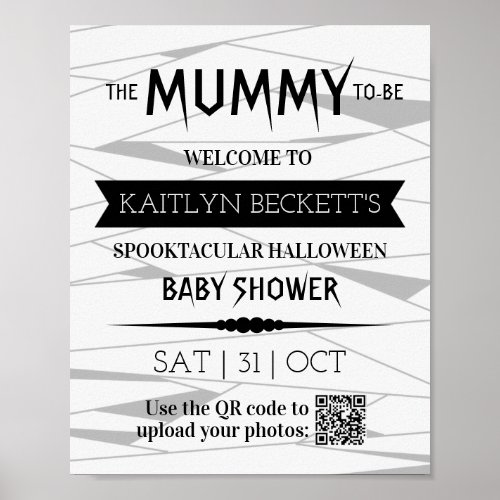 Mummy To Be  Halloween Baby Shower Welcome Poster