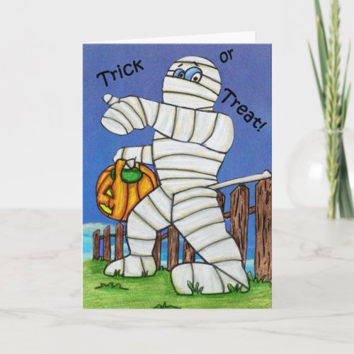 Mummy Trick or Treat Halloween Card