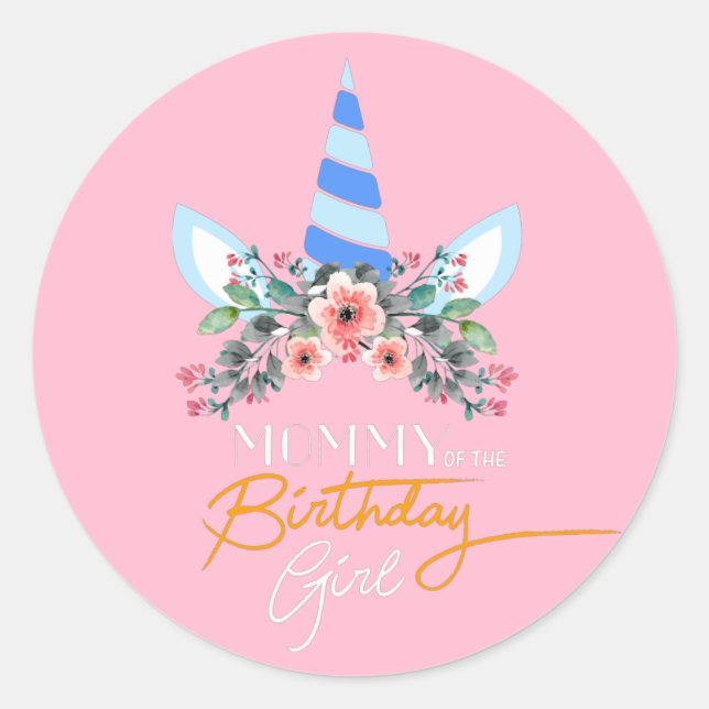 Mummy Unicorn  Classic Round Sticker (Front)