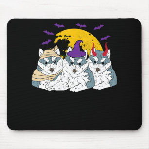 Mummy witch siberian husky dog halloween gift mouse pad