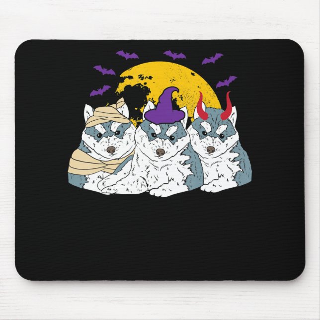 Mummy witch siberian husky dog | halloween gift mouse pad (Front)