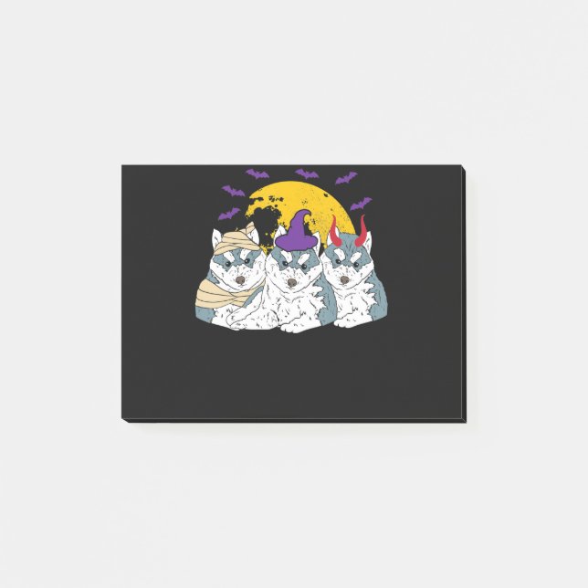 Mummy witch siberian husky dog | halloween gift post-it notes (Front)