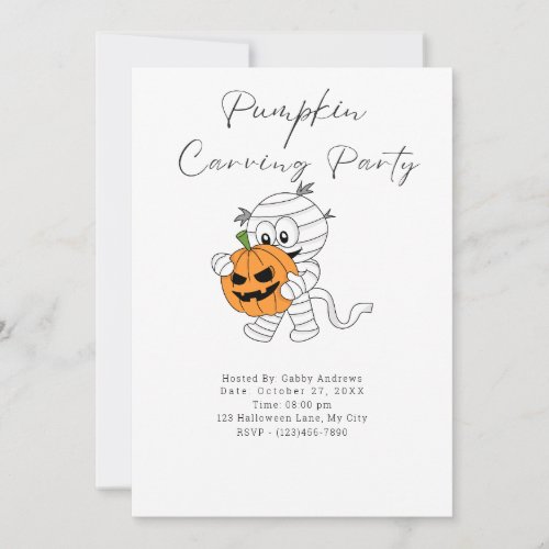 Mummy with Jack_O Lantern Pumpkin Carving Party Invitation