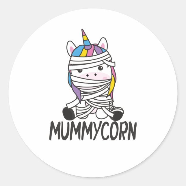 Mummycorn Unicorn Mummy Halloween Costume Classic Round Sticker (Front)