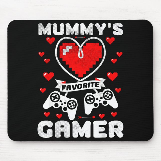 Mummy's Favorite Gamer Funny Boys Kids Valentine's Mouse Pad (Front)