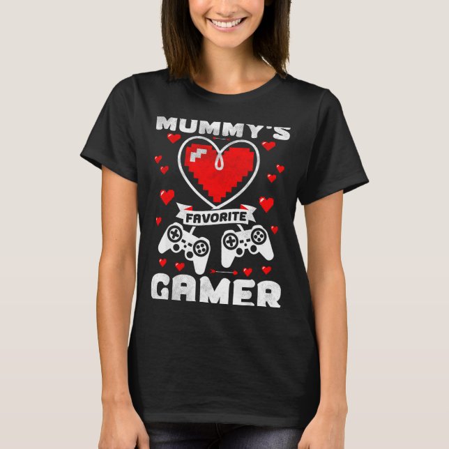 Mummy's Favorite Gamer Funny Boys Kids Valentine's T-Shirt (Front)