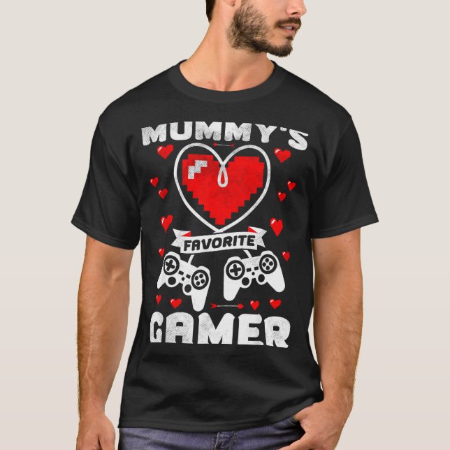 Mummy's Favorite Gamer Funny Boys Kids Valentine's T-Shirt (Front)