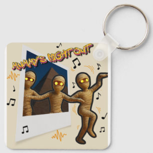 Mummy's Night Out Dancing Cartoon Fun Keychain