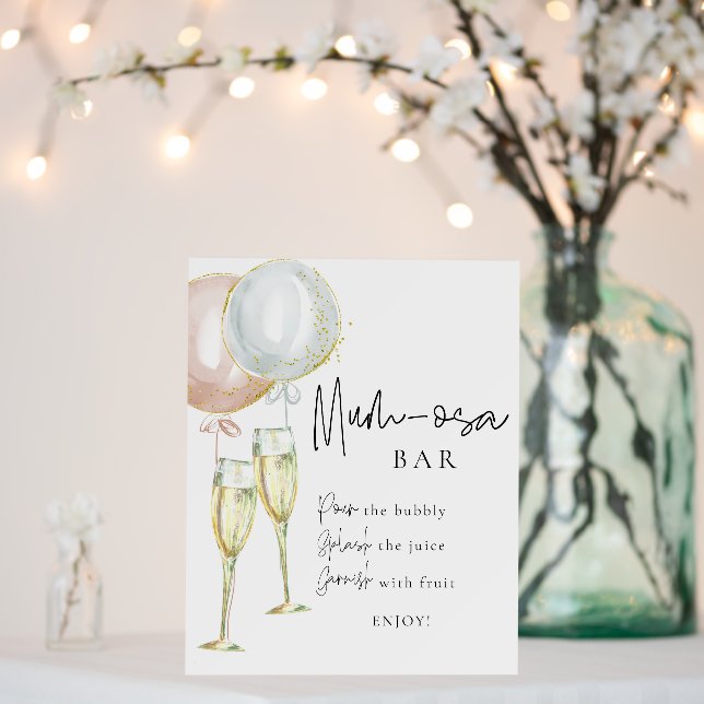 Mumosa Bar Pink & Blue Balloon Gender Reveal sign (In Situ (Wedding))